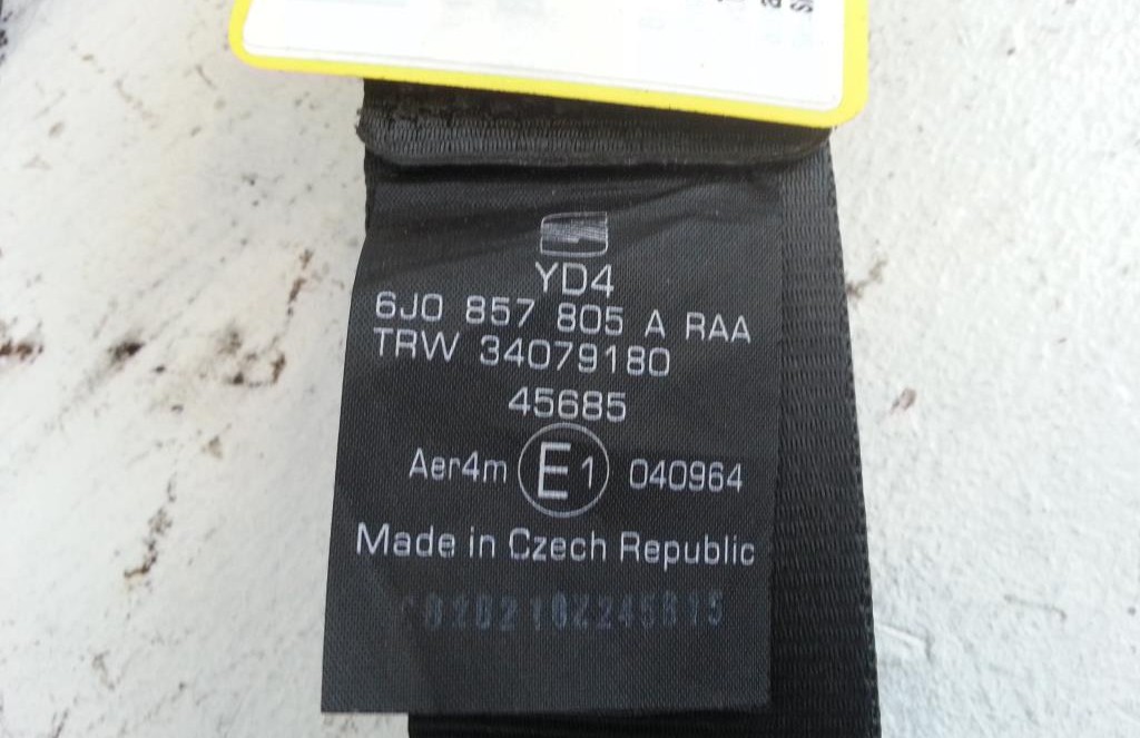 Seat Ibiza 6J Bj.10 Sicherheitsgurt hinten rechts Gurt Anschnallgurt 6J0857805A